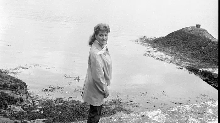 Maureen O'Hara in Glengarriff with the seaplane that belonged to her husnbad, Charles Blair, in the background, 1974.   (Photo: Ian Vickery)