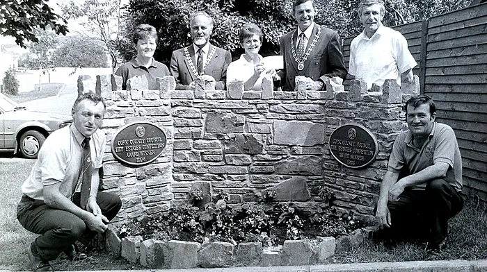 Kinsale TIdy Towns awarding Ballinacubby Estate the top prize in the local Tidy Towns competition. 1994.
