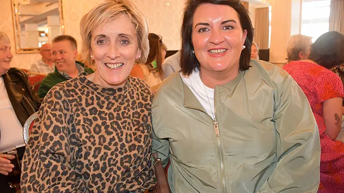 Anne and Si˙n McCullough at the West Cork Hotel, Skibbereen when the local Skibbereen Geriatric Society brought the fantastic Rebecca O'Connor who performs as Tina Turner to town to fundraise for their new building project. Photo; Anne Minihane.