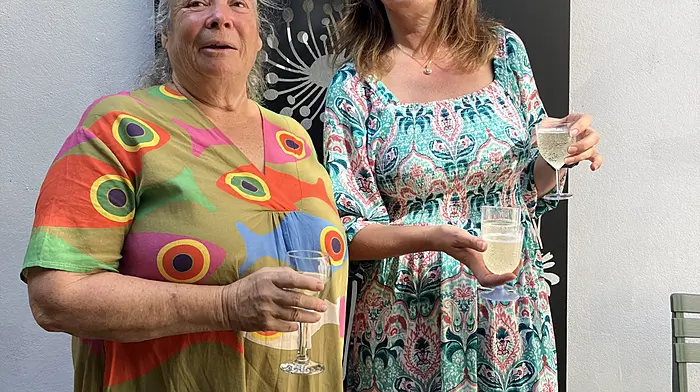 Annabel Langrish with Mags O’Driscoll at the opening event of Annabel’s new shop in Bantry last Friday which has brought a splash of colour to William Street.