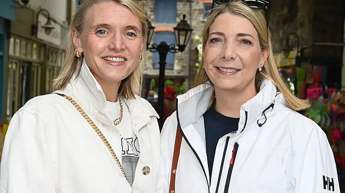 Amy Kavanagh (left) and Marguerite Murphy on a recent visit to Clonakilty during their stay in Courtmacsherry.  (Photo: Martin Walsh)