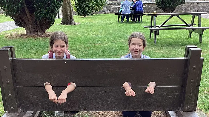 St James' National School pupils Freya Horgan and Sarah Dukelow ‘misbehaving’ at Cork City Gaol.