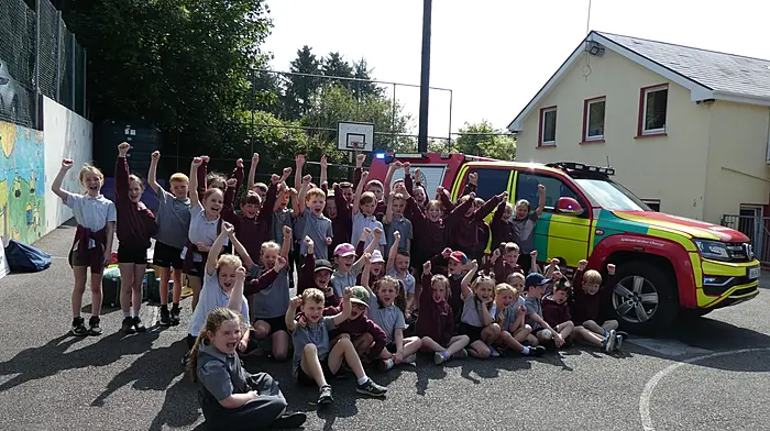The pupils from Ballinacarriga National School had a big cheer for the West Cork Rapid Response team that paid a visit to their school last week.