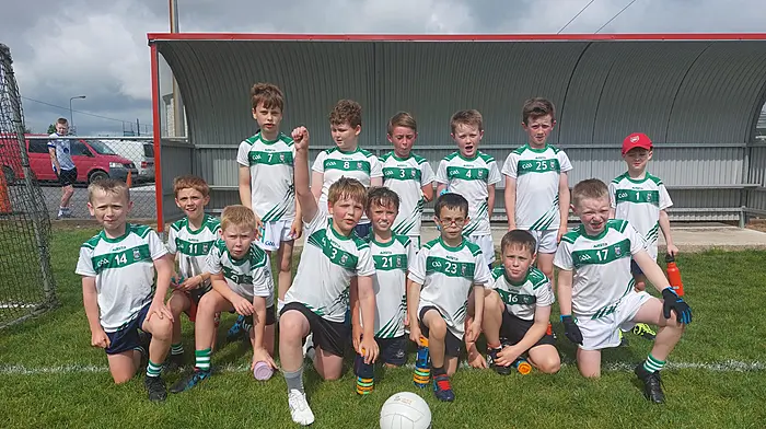The Ilen Rovers U10 boys attended a blitz last Saturday in Skibbereen and played four mini games against O'Donovan Rossa and St James, Ardfield. Back: Quinn Breen, Alan Crowley, Noah Harmon, Aaron Hegarty, Eoghan Hegarty and Fionn Barry. Front: Seán O’Sullivan, Tadgh Barry, Darragh Fitzgerald, Michael John Whooley, Tim Sheehy, Jerry O Mahony, Cillian O'Mahony and Shane Murphy.