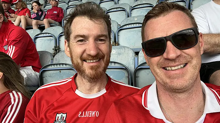 Newcestown was represented at Croke Park - Podge Moloney (left), back from Queensland to support the Rebels, with his brother Brian Moloney .