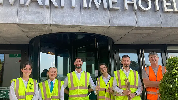 Bantry Tidy Towns expressed thanks to the staff of the Maritime Hotel for, once again, this summer helping to clean up along the Abbey Road. They will do this job once a month on Thursday evenings, weather permitting. They are setting a great example to potential other groups who might consider doing something similar in different areas in and around Bantry. From left: Tilly Roberts, Abbey O’Shea, Brian Begley, Irina Hyam, Andrei Lucian and Adrian Biffen.