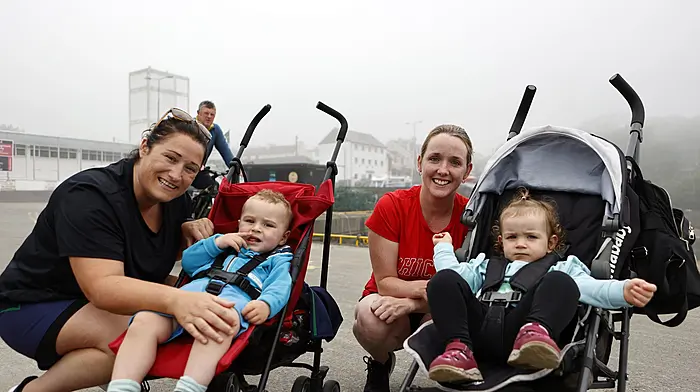 Jacqueline McSweeney with her son Liam (1) and Christina McSweeney with her daughter Mia (1), enjoying a recent foggy morning buggy walk in Schull.  (Photo: Carlos Benlayo)