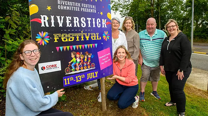 Aoife Lordan, Niamh O’Connell, Christine Healy, Sinead Hemlock, Don O’Sullivan and Claire Tobin at the launch of the 2025 Riverstick Festival which will take place from July 11th to 13th.    (Photo: John Allen)