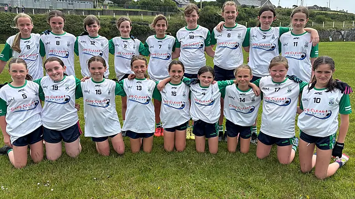 The Ilen Rovers U12 girls played their second match of their West Cork ladies football street league against Ibane Gaels last Saturday. Back: Lucy Murphy, Alexis O’Regan, Emma Cottrell, Ellen Collins, Maya O’Flynn, Sarah Louise O’Shea, Ciara Cottrell, Hannah Collins and Ellie Rose Coakley. Front: Adah O’Neill, Aoife Pyburn, Ella May Jennings, Hollie Harmon, Hannah Sheehy, Emma O’Driscoll, Ella Keane, Róisín McDermott and Rebecca McSweeney.