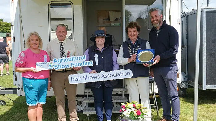 Chrissie O’Mahony (joint secretary), Reggie Chambers (chairman), Catherine Cotter (joint secretary), Freda Kinnarney (ISA national president) and Christopher O’Sullivan TD.  Photo courtesy of Patricia Kelly