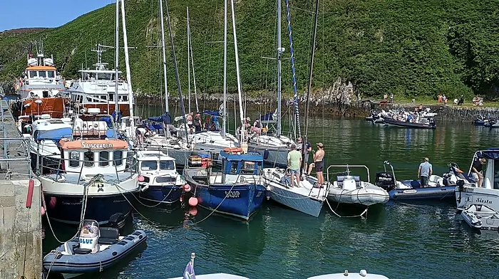 A packed North Harbour on Cape Clear as the islanders welcomed visitors for the Lavender Festival and the 3-Square Mile yacht race out of Schull and around the Calf Islands.  The three Mizen sailing clubs of Baltimore, Crookhaven and Schull all participated and there was a record turnout of sailors who all participated to enjoy the south easterly wind and the celebratory barbecue which raised funds for the Motor Neuron Society.