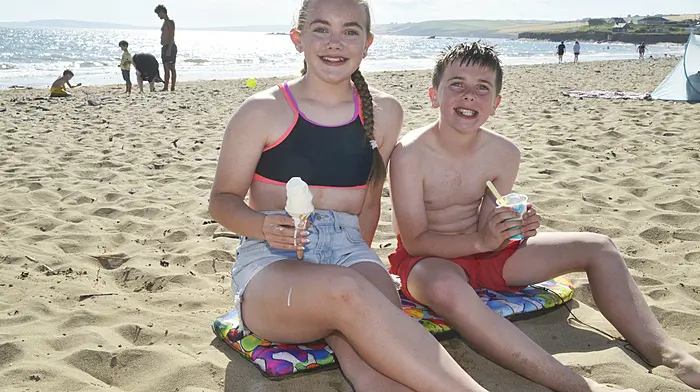 Keelin and Oran O'Rourke enjoying some time on the beach at Garrylucas.  (Photo: Denis Boyle)