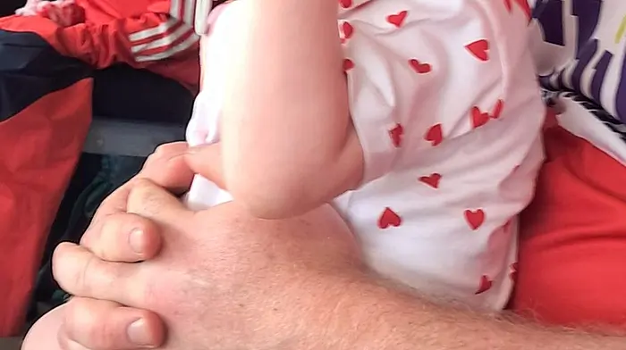 Fifteen-month-old Chloe Burke from Durrus concentrating on the progress of the Rebels at the All-Ireland hurling semi-final in Croke Park last Saturday.