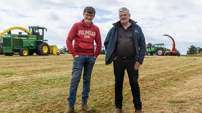 Adam and Jimmy O'Driscoll (Crohane, Ballinascarthy) at The West Cork Vintage Ploughing & Threshing Association Vintage Harvest Day at The Pike, Clonakilty. Proceeds from the event will go to Down Syndrome Cork Field Of Dreams, Marymount Hospice and Bandon AFC & GAA All-Stars.Picture: David Patterson, Tractor Run – Cork