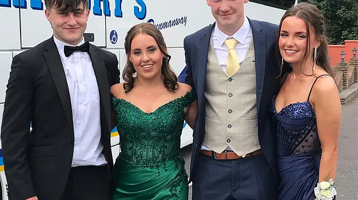 Muiris Buttimer, Shauna Hurley, Daniel Noonan and Alice O’Donovan attending the MICC Debs.