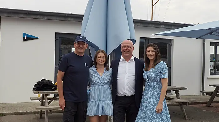 Baltimore Sailing Club commodore Peter O'Flynn with Iseult O'Leary (RNLI fundraising committee), Morgan O'Driscoll (auctioneer) and Aine O'Driscoll (RNLI fundraising committee) ahead of the annual RNLI fundraising auction and cocktail party which will take place on Friday August 8th at Baltimore Sailing Club.