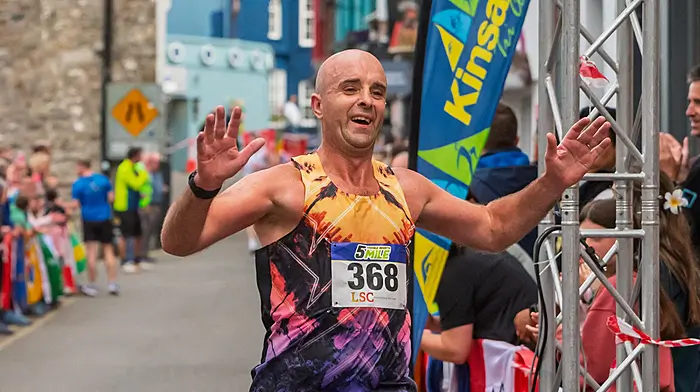 REPRO FREEJeremy O’Donovan from Kinsale finishing the Kinsale 5 Mile road race at the Kinsale Regatta Festival 2025 over the Bank Holiday Weekand.Picture. John Allen