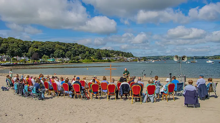 Rev Kingsley Sutton, Kilgarriffe Union of Parishes, led a service on the sunny shores of Courtmacsherry recently.