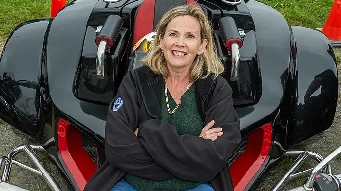 Jackie McGrath, Innishannon, on a 2007 Rewaco 2 seater 1800 turbo trike.(Photo: Andy Gibson)