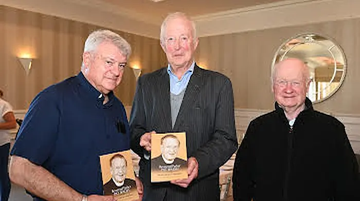 Canon Martin O'Driscoll, Canon John Kingston and Fr Liam Crowley at the book launch at the Celtic Ross Hotel.  (Photo: Martin Walsh)