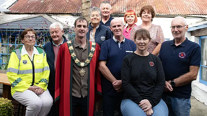 Clonakilty's John Callaghan on his return from climbing Mount Kilimanjaro met up with Conan O'Donovan, Mayor of Clonakilty and representatives of the various charities that will benefit from his fundraising climb.  Pictured (left to right): Betty Hennessy (West Cork Rapid Response),  Angus O'Connor (Cancer Connect), Conan O'Donovan, Mayor of Clonakilty, Dena O'Donovan (West Cork Rapid Response),  Jim Murphy (Cancer Connect), John Callaghan, Sinead Crowley (Cancer Connect), Kathleen Murphy (West Cork Underwater Search and Rescue), Catherine Callaghan and John Murphy (West Cork Underwater Search and Rescue).  Photo: Martin Walsh.