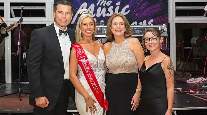 Erica Coakley, winner of the 2025 Belle of Ballabuidhe, hosted by the Parkway Hotel with the judges Sean Óg O' hAilpin, Patricia Maybury and Marian Roche.   (Photo: Tony O'Donovan)