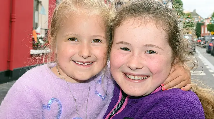 Locals, Lucy O'Neill (left) and her sister Ruth were all smiles on a trip downtown. Photo: Martin Walsh.