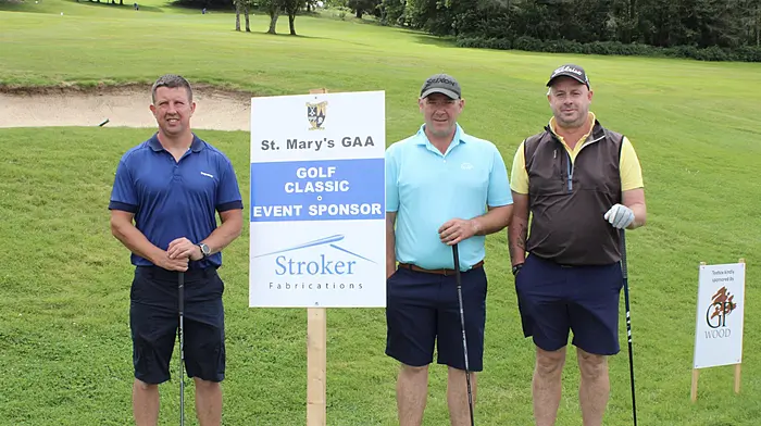 Stephen Stroker of Strokers Fabrication (event sponsor) along with Kevin McCarthy and Steven Redmond at the St Mary’s GAA golf classic held at Macroom Golf Club.