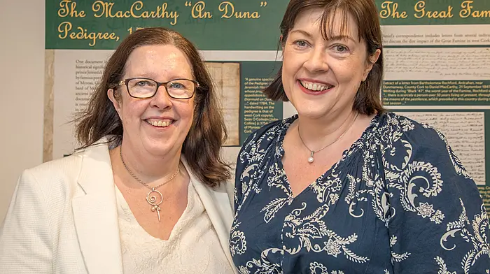 FREE REPO FOR PRESS: Blackpool, Cork, Ireland. 21st August, 2025.   Mary and Margaret Crowley from Ballineen at the official opening of the Danial MacCarthy Glas exhibition at the City and County Archives in Blackpool, Cork. - Picture: David Creedon