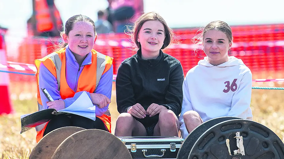 Clodagh Kearney; Róisín McKenna and Ciara Forde, at the De Courcey Classic & Vintage Club's annual harvest working day in Ballinadee Picture: Andy Gibson.