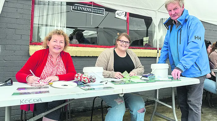 Nora Murphy (Kilmeen Cross) and Fiona Connolly (Rossmore) were busy selling raffle tickets to Michael Deasy (Rossmore) at the Rossmore tractor, truck, car and bike run which was in aid of West Cork Jesters and Critical Emergency Response. 
Picture: David Patterson, Tractor Run – Cork