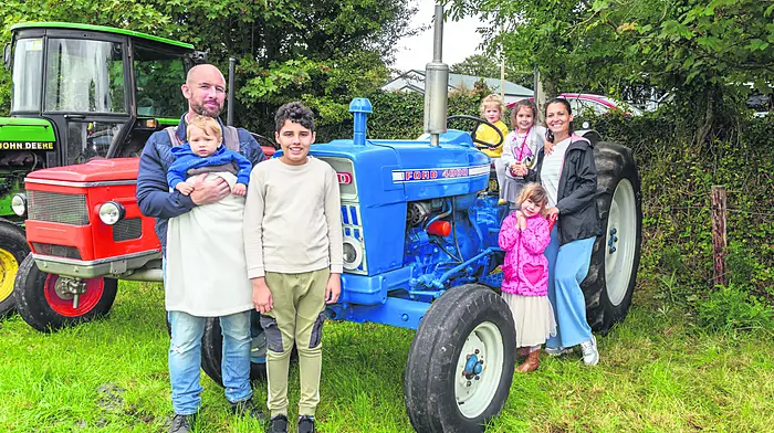 Cork GAA CEO Kevin O’Donovan (Kilmeen) with family Thomas (1), Joaquin, Beatriz (2), Cecília (4), Víoleta (5) and Adriana enjoying their day at the Rossmore tractor, truck, car and bike run which was in aid of West Cork Jesters and Critical Emergency Response. 
Picture: David Patterson, Tractor Run – Cork
