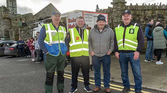 Stewards Dan Duggan (Ballineen), Eoin O'Sullivan (Ahiohill), Richard Bradfield (Enniskeane) and Jim O'Sullivan (Ahiohill) at the Kilbrittain tractor run. Proceeds of the run will go towards a state of the art residential centre for autistic adults on the outskirts of Dunmanway.Picture: David Patterson, Tractor Run – Cork