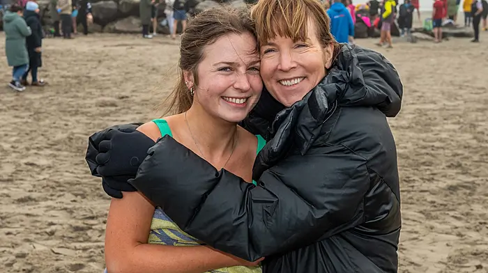 Isobel and Julie Gillane from Glandore for the annual Christmas swim.  (Picture: Andy Gibson)