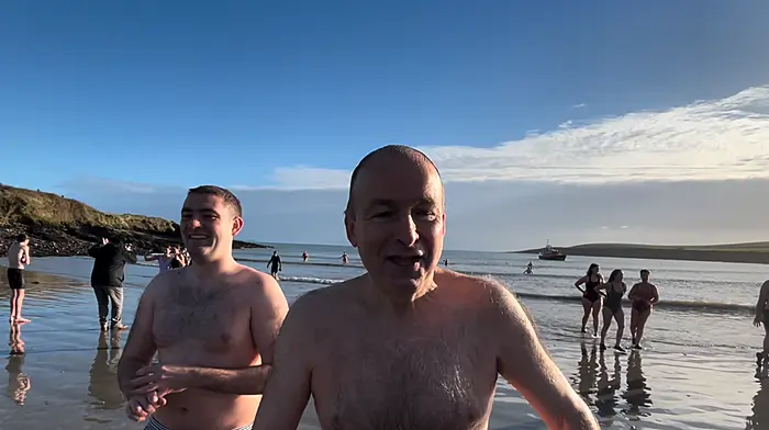 WATCH: Tánaiste Micheál Martin at the Courtmacsherry New Year's Day swim Image