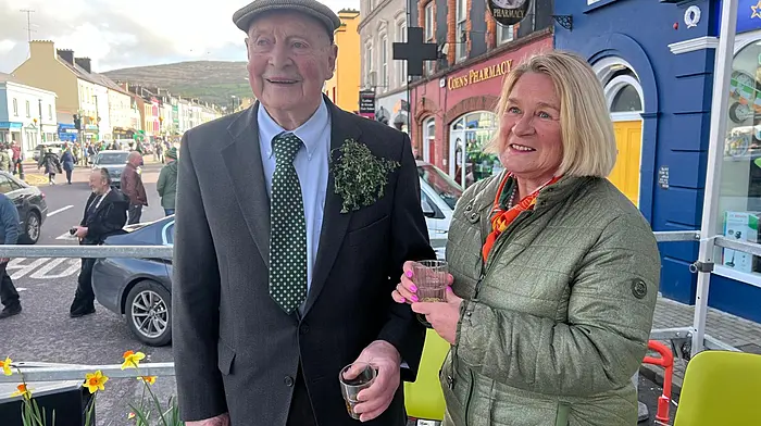 Florrie as grand marshall at the Bantry Goes Green festival, along with Eileen O’Shea from Bantry Development and Tourism.