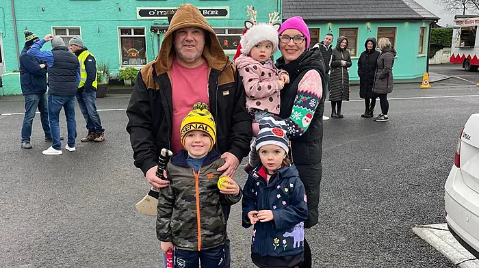 Michael and Paula O'Callaghan from Newcestown with their three children Dara, Lucy and Isobelle at the Ger Long memorial Poc Fada which was held in Newcestown in December.