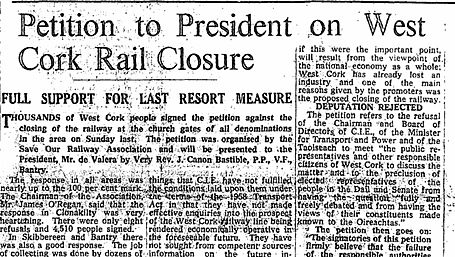 ON THIS DAY IN...1961: Petition to President on West Cork rail closure Image