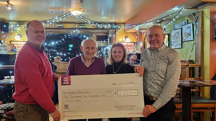 The most recent GAA lotto winner was Donagh O'Driscoll who is currently in Australia. Hubert Burrows and Sean Dineen presented the €2,250 cheque to Donagh’s mum Niamh and his grandfather Raymond Crowley.
