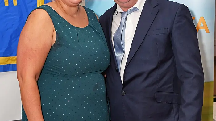 Carrigaline IFA secretary Suzanne McCarthy Forbes  with her husband Lloyd Forbes at the Carrigaline IFA 70th Anniversary Dinner Dance at the Carrigaline Court Hotel,. (Photo: Siobhán Russell)