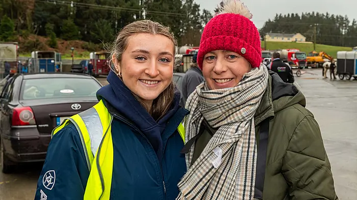 Drinagh, West Cork, Ireland. 12th Jan, 2025. West Cork Chevals held its Drinagh cheval today, in aid of Maulatrahane National School, Leap. The cheval wound its way round country lanes for a total of 13kms. At the cheval were Sophie O'DOnovan and Marie Limerick, both from Leap. Picture: Andy Gibson.