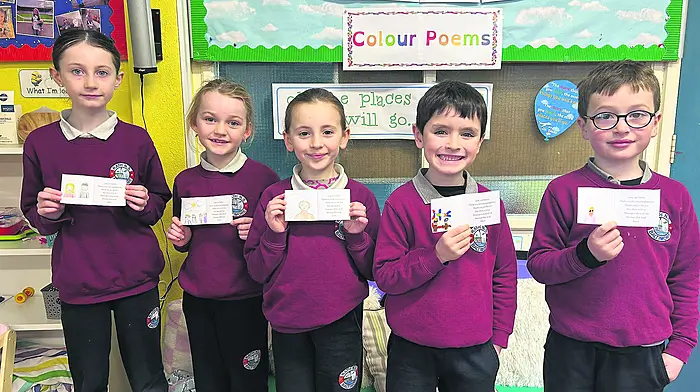 Rath National School pupils (from left): Clodagh White, Sadie Kiely, Muireann Daly, Nicolas McSweeney and Eoghan Collins, appreciating their wonderful grandparents during Catholic Schools Week.