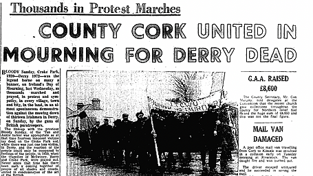 On This Day In...1972: County Cork united in mourning for Derry dead Image