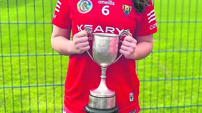 Caoimhe Foley, dual player,  celebrating the Munster win with the Cork U16B team.
