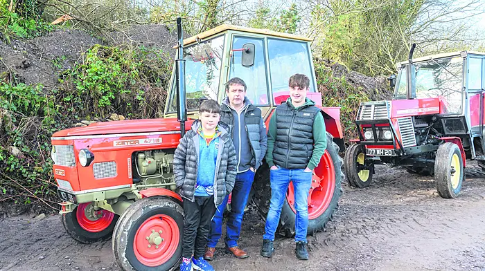 Niall, Brendan and Daniel O'Sullivan from Dunmanway took part driving a 1973 Zetor 4718 and a 1977 Zetor 8011 at the St Enda’s National School, Kilnadur tractor and car run. Proceeds of the run will go to St Enda’s National School and to CoAction. (Photo: David Patterson)