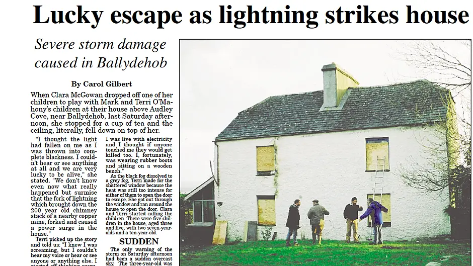 On This Day In... 2002: Lucky escape as lightning strikes house Image