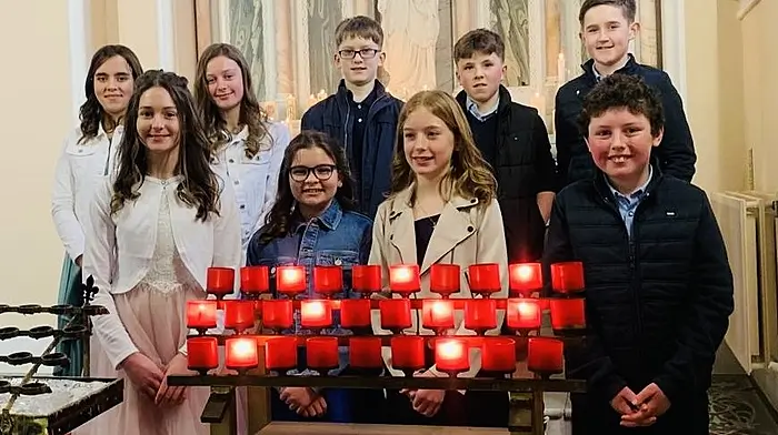 Clogagh National School’s pupils who recently received their Confirmation are (from left): Ayla Bishop, Aoibhínn McCabe, Neasa Kiernan, Kate O'Flynn, Conor Cashman, Grace O'Sullivan, Harry O'Reilly, Ryan Deasy, and Peter Dineen.