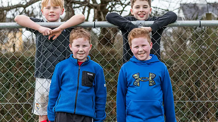 Sean Sullivan, Cian Twomey, Mike and Ollie Fenton enjoying the match last weekend. (Photo: Anne Marie Cronin)