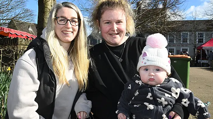 Clonakilty's Ashling Carroll (left) with Ciara McCarthy and Fiadh Collins, who was six months old on the day of the photograph taken in Kennedy Park, Clonakilty last Friday.  (Photo: Martin Walsh.)