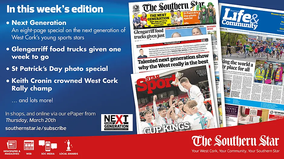 THE SOUTHERN STAR IS IN STORES NOW: Next Generation eight-page special; Glengarriff food trucks given one week to go; Keith Cronin crowned West Cork Rally champ Image